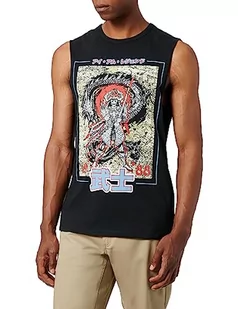 Koton Męski tank top z nadrukiem anime bez rękawów, czarny (999), L - Koszulki męskie - miniaturka - grafika 1