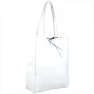 Torebki damskie - Torebk skórzana super lekka shopper biała - miniaturka - grafika 1