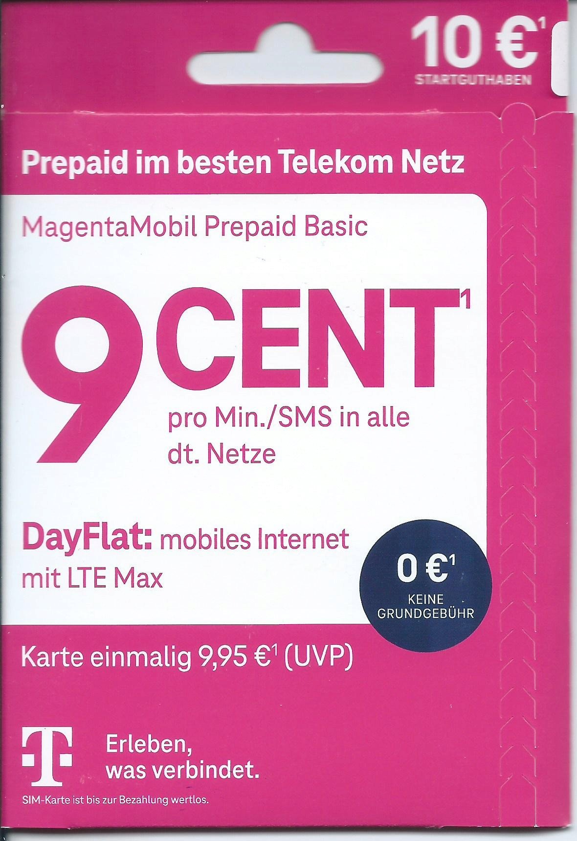 Karta Sim T-Mobile Niemcy 10€ na koncie telefon i internet micro/mini/nano