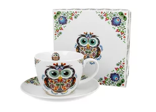 Duo Gift Filiżanka jumbo ze spodkiem 470 ml SOWA ETNO DUG_3120 - Filiżanki - miniaturka - grafika 1