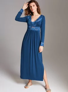 KOSZULA NOCNA MAXI S002 37 - ciemny niebieski M - Bielizna nocna - miniaturka - grafika 1