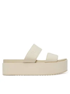 Calvin Klein Jeans Klapki Flatform Sandal Webbing In YW0YW01789 Écru - Klapki i japonki damskie - miniaturka - grafika 1