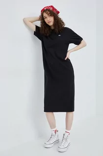 Sukienki - Tommy Jeans sukienka kolor czarny midi prosta - grafika 1