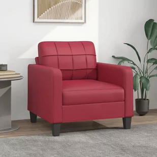 vidaXL Fotel, winna czerwień, 60 cm, obity sztuczną skórą - Fotele - miniaturka - grafika 1