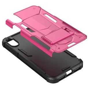 Zizo Hybrid Transformer Cover Pancerne etui iPhone X z podstawką (Hot Pink/Black) - Etui i futerały do telefonów - miniaturka - grafika 6