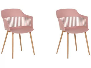 Beliani Zestaw 2 krzeseł do jadalni różowy BERECA - Krzesła - miniaturka - grafika 1