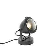Lampy stojące - QAZQA Industrialna lampa stołowa czarna 18 cm - Emado - miniaturka - grafika 1