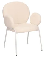 Krzesła - Białe krzesło tapicerowane tkaniną boucle - Andora 3X - miniaturka - grafika 1
