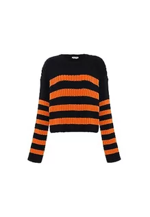 Swetry damskie - Libbi Damski sweter w paski czarny pomarańczowy M/L, czarny pomarańczowy, M - grafika 1