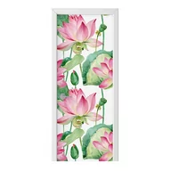 Naklejki na ścianę - Naklejka na drzwi HOMEPRINT Wzór kwiatów lotosu 95x205 cm - miniaturka - grafika 1