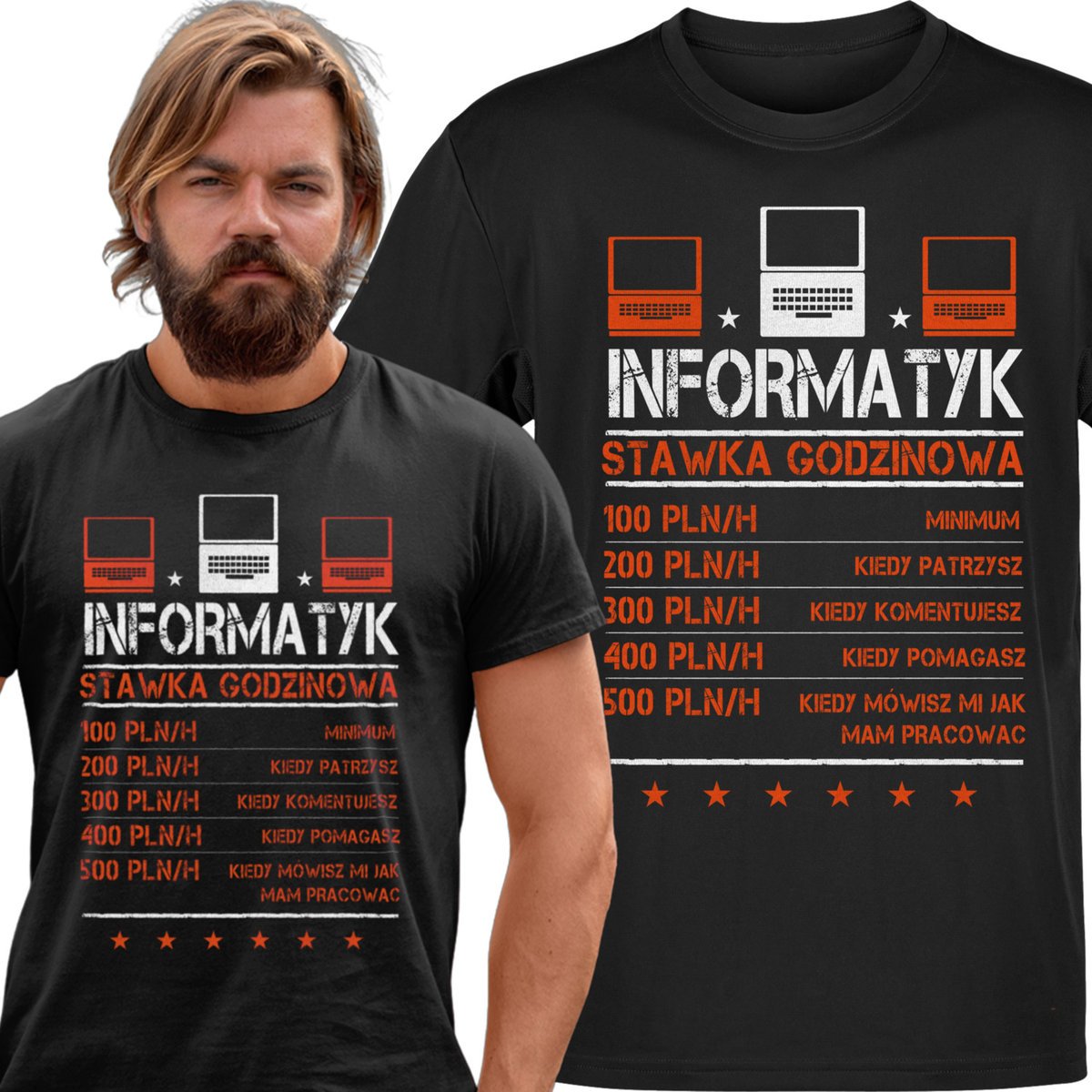 Koszulka męska Informatyk Stawka Godzinowa M