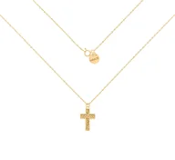 Naszyjniki - Pozłacany naszyjnik z krzyżem 42 cm - miniaturka - grafika 1