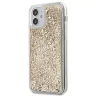 Etui i futerały do telefonów - Guess 4G Liquid Glitter - Etui na iPhone 12 Mini złoty GUHCP12SLG4GSLG - miniaturka - grafika 1
