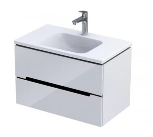 Oristo Szafka wisząca podumywalkowa SILVER UNI 80 cm, BIAŁY POŁYSK, LISTWA CZARNY OR33-SD2S-80-1-V6 - Szafki łazienkowe - miniaturka - grafika 1