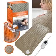 Masażery - Poduszka Mata Grzejąca Elektryczna Miękka 3 Tryby Grzania Z Timerem Beżowa - miniaturka - grafika 1