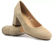 Czółenka - Eleganckie buty damskie na klocku - Potocki 24-12340, beżowe - miniaturka - grafika 1