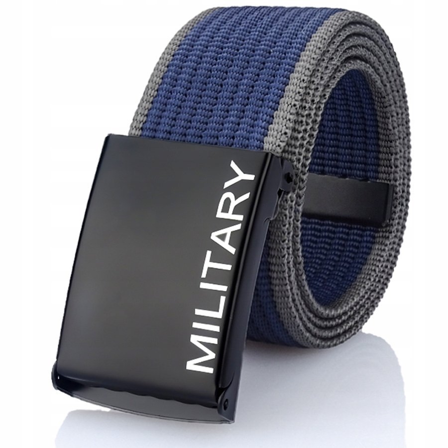Pasek WOJSKOWY Męski MILATRY Granat- Szary Klamra