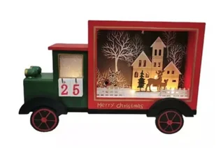 Drewniany Kalendarz Adwentowy LED Ciężarówka - Ozdoby bożonarodzeniowe - miniaturka - grafika 1