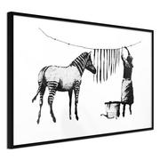 Plakaty - Plakat - Banksy: Washing Zebra Stripes (rozmiar 90x60, wykończenie Rama złota z passe-partout) - miniaturka - grafika 1