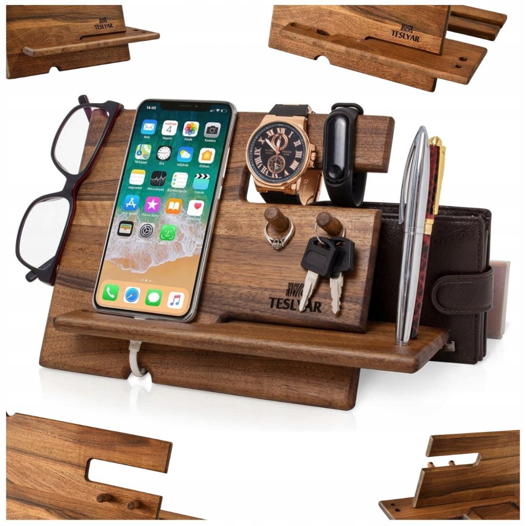 DREWNIANY STOJAK NA AKCESORIA ORGANIZER TACA WYSTAWOWA - PIĘKNY PREZENT