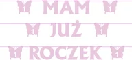 Baby shower i roczek - Baner na roczek różowy z motylkami - 6,5m - miniaturka - grafika 1