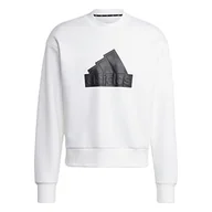 Bluzy męskie - adidas Męska bluza z długim rękawem M Fi Bos CRW, biały/czarny, IC3741, 2XL - miniaturka - grafika 1