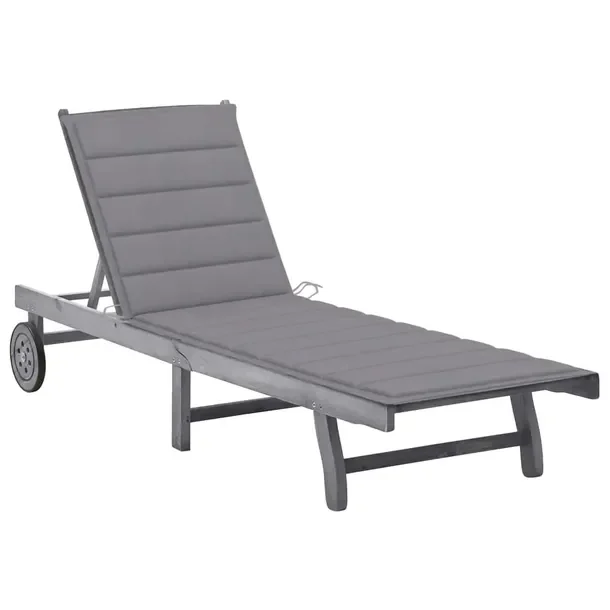 Leżak ogrodowy z litego drewna akacjowego szary 200 x 59/63 x 30/62/76/85