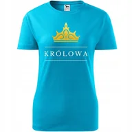 Koszulki i topy damskie - Damska Koszulka na Dzień Mamy Taliowana królowa Prezent dla Mamy Urodziny turkusowy XXL - miniaturka - grafika 1