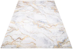 Szaro Złoty Dywan Z Marmurowym Wzorem W Stylu Glamour N9-W77 - Dywany - miniaturka - grafika 1