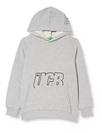 Bluzy dla chłopców - United Colors of Benetton Chłopięca bluza z kapturem z długim rękawem, szary melanż 501, 130 - miniaturka - grafika 1