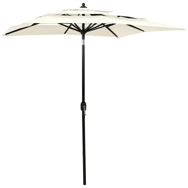 Parasol ogrodowy 3-poziomowy UV, piaskowy, 200x200x240 cm, aluminiowe żebr