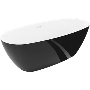 Mexen Luvo Slim wanna wolnostojąca 170 x 75 cm, biała/czarna, przelew biały - 52801707575-20 - Wanny - miniaturka - grafika 1