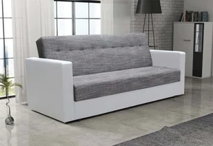 Nowoczesna sofa rozkładana MALIN, szara + biała skóra ekologiczna - Sofy i kanapy - miniaturka - grafika 1