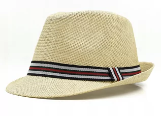 Czapki męskie - Letni kapelusz męski beżowy Trilby 17 Pako Jeans - grafika 1