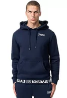 Bluzy męskie - Lonsdale Męska bluza z kapturem Crosspatrick, granatowy/biały, L, 117471 - miniaturka - grafika 1