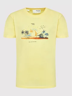Koszulki męskie - Selected Homme T-Shirt Casa 16084666 Żółty Relaxed Fit - grafika 1