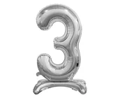 Balony i akcesoria - Godan Balon foliowy cyfra 3 srebrna - 74 cm BC-ASS3 - miniaturka - grafika 1