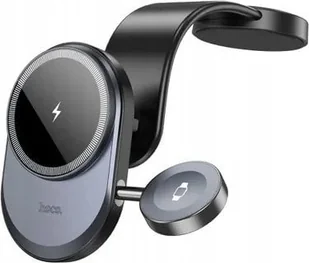 Hoco HOCO uchwyt samochodowy indukcyjny 2w1 do deski kompatybilny z Apple Watch 15W HW28 czarno szary - Uchwyty samochodowe do telefonów - miniaturka - grafika 1