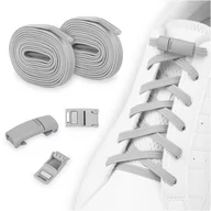 Akcesoria obuwnicze - Elastyczne sznurówki do butów bez wiązania szare zapinki na magnes 100 cm - miniaturka - grafika 1