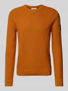Sweter z dzianiny o kroju regular fit z czystej bawełny z dzianinowym wzorem - Swetry męskie - miniaturka - grafika 1