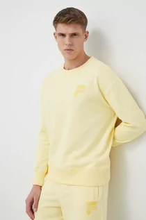 Bluzy męskie - Fila bluza bawełniana męska kolor żółty gładka - grafika 1