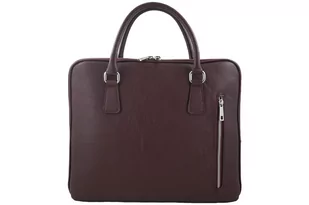 Skórzana torba na laptopa Casual - Bordowa - Barberini's - Teczki i aktówki - miniaturka - grafika 1