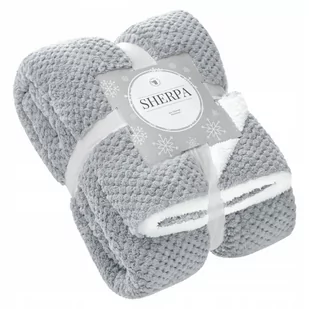 Koc 150 x 200 Mikrofibra Baranek Sherpa Szary - Koce - miniaturka - grafika 1
