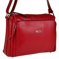 Torebki damskie - Włoska skórzana torebka czerwona VEZZE okucia srebrne - miniaturka - grafika 1