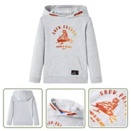 Bluzy dla dziewczynek - Bluza dziecięca z kapturem - szary melanż i pomarańcz - 116 - Bluza Dziewczęca - miniaturka - grafika 1