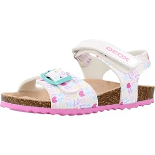 Buty dla dziewczynek - Geox Sandały dla chłopców i dziewczynek B CHALKI Girl Sandal, białe/wielokolorowe, 25 EU, White Multicolor, 25 EU - grafika 1