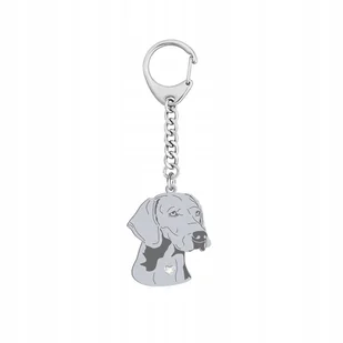 Srebrny Brelok z psem Wyżeł Weimarski - Weimaraner SREBRO 925 GRAWER GRATIS - Breloki - miniaturka - grafika 1