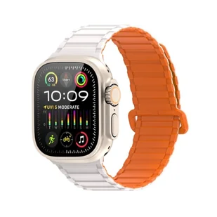 DUX DUCIS pasek KJ silikonowy do Apple Watch 42 / 44 / 45 / 49 mm srebrno pomarańczowy - Akcesoria do smartwatchy - miniaturka - grafika 1
