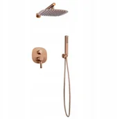 Zestawy prysznicowe - Invena zestaw prysznicowy podtynkowy z deszczownicą Glamour, miedź BS-02-014-V - miniaturka - grafika 1