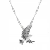 Łańcuszki - Łańcuszek srebrny naszyjnik 925 Ptak Koliber - miniaturka - grafika 1